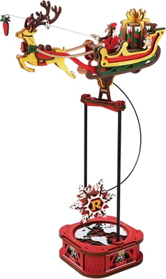 Rompecabezas de madera 3D gravedad columpio Santa en trineo, equilibrio dinámico decoración de escritorio, Foto 1 de 4