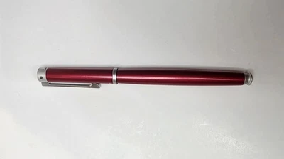 Pluma Estilográfica Industrial Pelikan Rojo Y Plateado Metal Retro Mod con Cuchillo Fino Foto 1 de 4