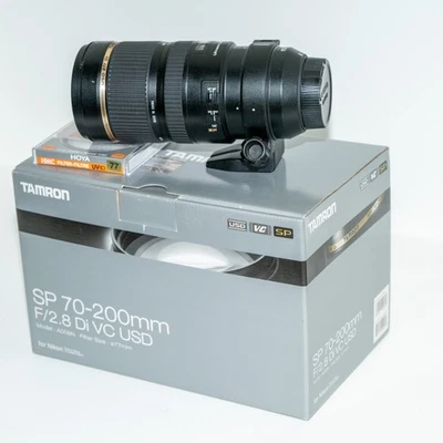 Lente TAMRON SP 70-200 mm F2,8 Di VC USD A009 para montaje Nikon F con capucha Hoya UV Foto 1 de 4