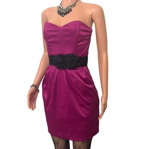 H&M Strapless Dress Sz 8 Fuchsia Y2K Cocktail Prom Coquette Romantic Glam Fairy - Picture 1 of 24