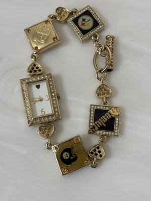 Reloj pulsera mujer Danbury Mint Pittsburgh Steelers. 8 pulgadas. 9 dijes. NFL. Foto 1 de 4