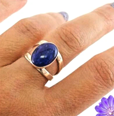 Lapislazuli Natur Edelstein 925 Sterling Silber Ethno Handarbeit Schmuck Ring - Bild 1 von 4