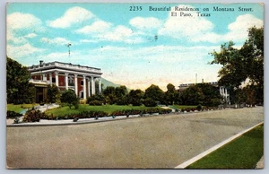El Paso Texas schöne Residenzen in der Montana Street um 1930 Postkarte - Bild 1 von 2