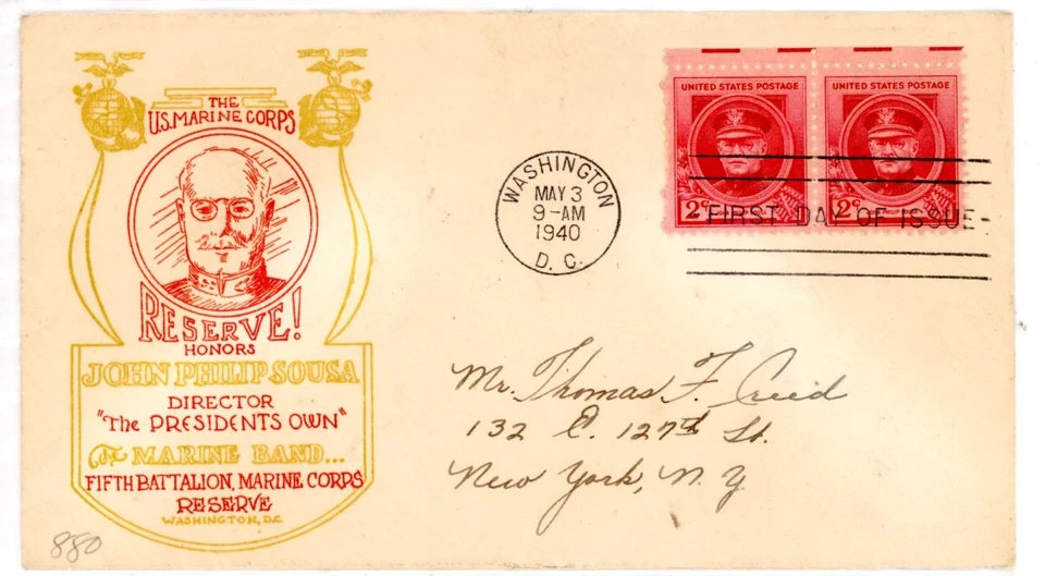 UNITED STATES--1st Day Cover Scott #880 with 1st Cachet 5th Bat;. Marine Corp - Image 1 of 1