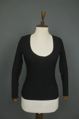 Wolford Black Regular Fit Casual Long Sleeve Scoop Neck Pullover Blouse Top - Image 1 of 4