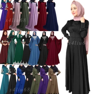 Dubai Abaya Kaftan Women Muslim Long Maxi Dress Robe Islamic Robe Vintage Gown - Picture 1 of 55