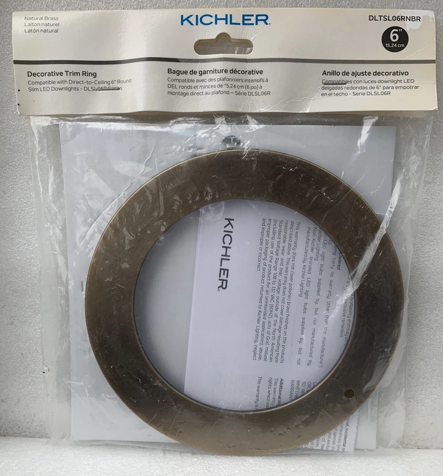 Kichler DLTSL06RNBR 6in Round Slim Downlight Trim Natural Brass