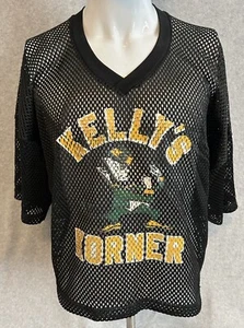 VINTAGE Cropped Mesh Shirt Kelly's Korner Bar USA Made - Picture 1 of 9