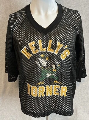 ВИНТАЖНАЯ укороченная сетчатая рубашка Kelly's Korner Bar сделано в США - Изображение 1 из 4