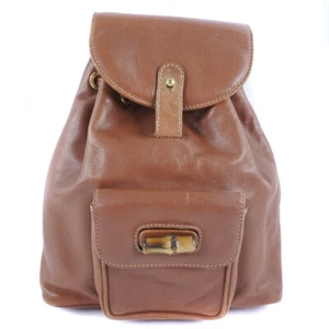 GUCCI 003.1705.0030 Bamboo Backpack Daypack Brown Calfskin Women - Picture 1 of 8