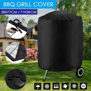 Waterproof Round Kettle BBQ Grill Barbecue Cover Garden Patio UV Resistant Black - Picture 1 of 10