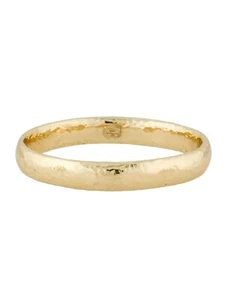 IPPOLITA 18K 750 YELLOW GOLD HAMMERED CLASSICO WIDE BAND BANGLE BRACELET - Picture 1 of 7