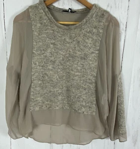 Aryn K Anthropologie womens Beige tan Sweater Small Sheer Chiffon - Picture 1 of 7
