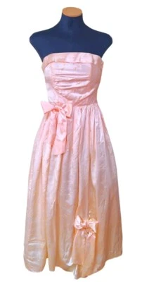 1970s Strapless Dress Size S/M Pink Ombre Gold Glitter Hearts Gown Party Prom - Image 1 of 4