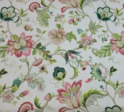 Brissac in Jewel por 54" ancho P Kaufmann 55% algodón 45% rayón floral marfil Foto 1 de 3