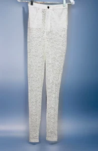 Shane Justin Runway Girl Pants Stretch Lace Sheer White Size XS - Picture 1 of 4