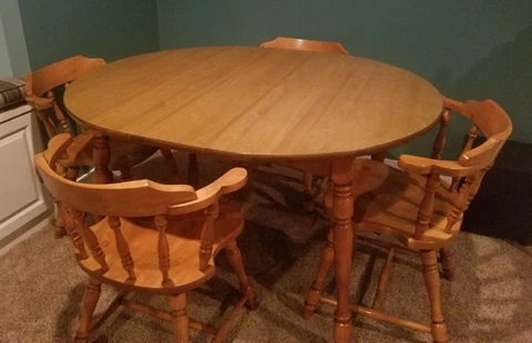 Hale Co. Hard Rock Maple & Formica Extension Dining Table Leaf and 4 Chair Set Cover