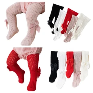 Baby Kid Girl Child Cotton Elastic Bow Thin Tights Pantyhose Dance Pants Hosiery - Picture 1 of 20