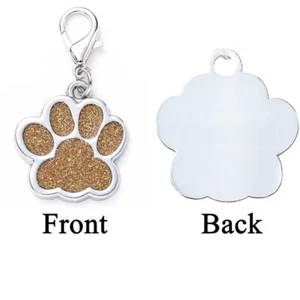 Cute Paw-Shaped Personalized Pet ID/Name Tags for Cats or Dogs - custom engraved - Picture 1 of 16