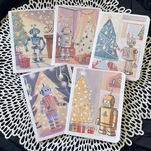 25 Robot Christmas Cards with Envelopes - 5 different styles, Christmas Cards - Picture 1 of 10