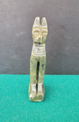 Vintage Egyptian Style Bastet, Cat Hand Carved/Painted Alabaster Stone 5" Tall - Image 1 of 4