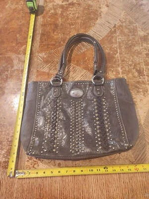 Montana West Brown Leather Studded Buckle Purse #S4 - Image 1 of 4