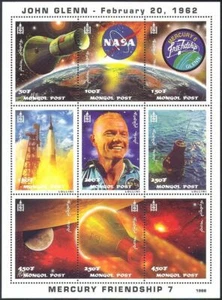 Mongolia 1999 - John Glenn Space - Sheet of 9 Stamps - Scott #2355 - MNH - Picture 1 of 1