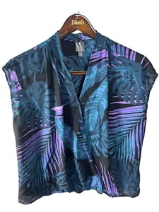 worthington womens top xl Fern V Neck Sheer Blouse 1695 - Picture 1 of 13