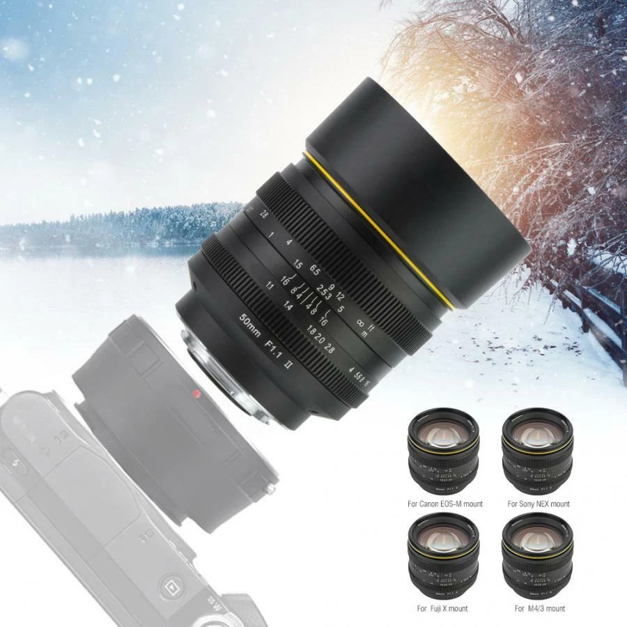  50mm F1.1 II APS-C Large Aperture Manual Focus Lens For M3/4 Mount Camera - Image 1 of 4