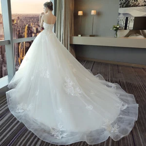 2025 Vestido de Novia Vestido de Novia Pequeño Mujer Blanco Sin Tirantes Vestido de Novia Princesa Frocks - Imagen 1 de 7