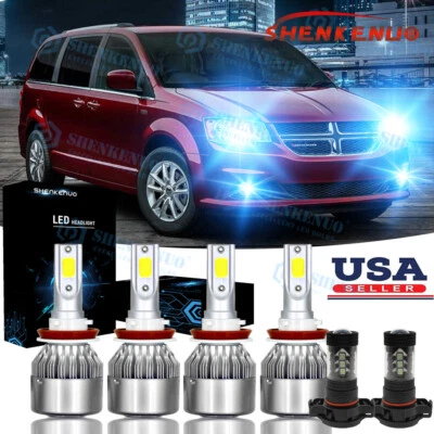 8000K LED Headlight Kit High Low Fog Light Bulbs For Dodge Grand Caravan 2011-19 - Image 1 of 4