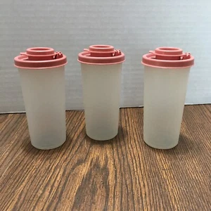 3 Vintage Tupperware #1329 - Salz-Pfeffer-Gewürzstreuer - Dusty Rose Klappdeckel - Bild 1 von 6