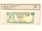 Bahamas 1 Dollar L. 1974 SCWPM# 35b Graded 40,Qn Elizabeth( Lucky N 7 & 8).B1N