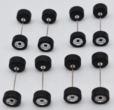 Matchbox Superfast Parts Set 8 pair Wheels with black rubber tires. long axes - Image 1 of 4