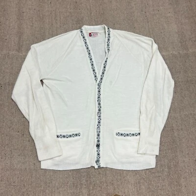 Cárdigan vintage Revere para hombre blanco mediano años 60 acrílico Vereloft Pat Boone Foto 1 de 4