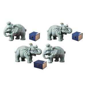 Elephant Figurine Decor Chinese Elephant Statue for Bedroom Desktop Bookcase - Picture 1 of 19