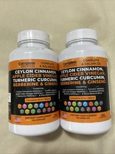 2 pk Complete Formulations Ceylon Cinnamon Capsules Berberine Apple Cider Vin * - Picture 1 of 5