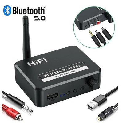 Hi-Fi Bluetooth 5.1 DAC Receiver Spdif Optical to 3.5MM AUX 2 RCA Amplifier - Image 1 of 4