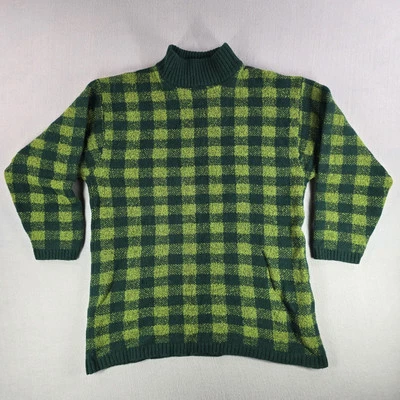 Vintage Espirit Womens Plaid Wool Sweater Size Large Green St Patrick's Day  - Image 1 of 4