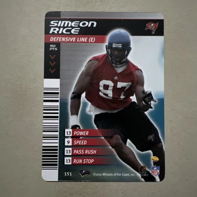 2002 NFL Showdown SIMEON RICE Tampa Bay Buccaneers 1ST & Goal Rare Card - Image 1 of 4