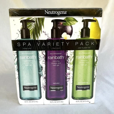 Neutrogena Rainbath Shower Gel Fresh Plum Ocean Mist Pear Green Tea Set of 3 - Image 1 of 3