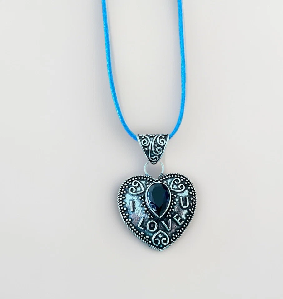 Collar Colgante Corazón Tanzanita - Chapado en Plata de Ley 925 - Nuevo Foto 1 de 3