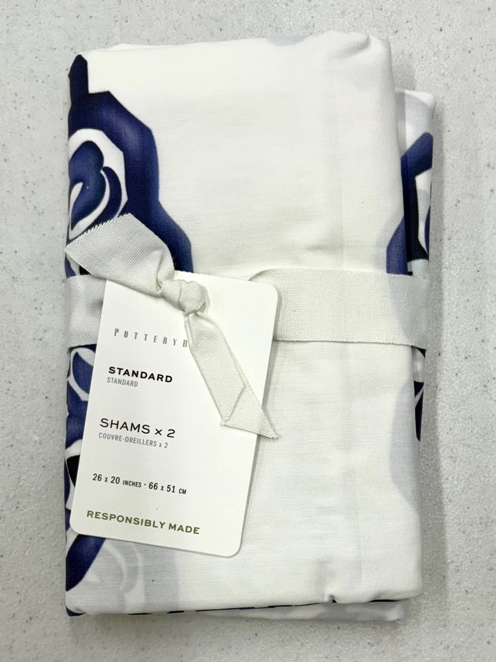 NEW Pottery Barn Asher Medallion Percale STANDARD Shams~Twilight Blue~SET OF 2 - Image 1 of 1