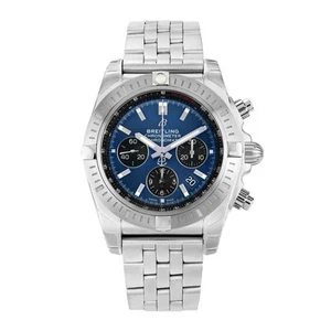 Breitling Chronomat Watch 44MM Blue Index Hour Markers Dial Stainless Steel - Picture 1 of 8