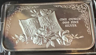 TONED 1 oz Mother's Day May 13th 1973 .999 Silver Art Bar by Madison Mint Nice - Image 1 of 4