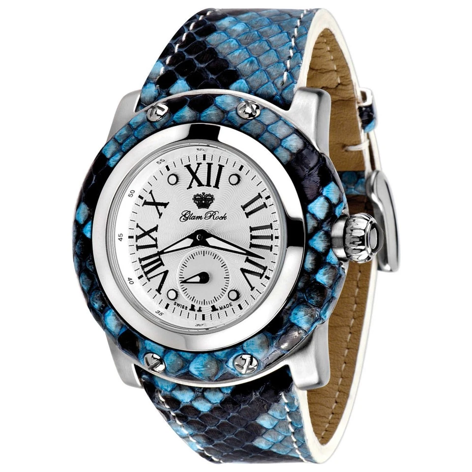 Glam Rock Women's Miami Swiss Made Blue Leather Quartz 46mm Watch GR10072 - image 1 of 1