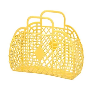 Hollow Storage Basket Plastic Reusable Portable Foldable Bag For Beach Home - Picture 1 of 19