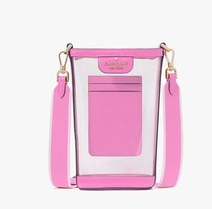 Kate Spade Clare North South Reißverschluss Handy Umhängetasche durchsichtig Handtasche pink - Bild 1 von 6
