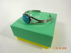 Bracciale Polsino Argento Turchese E Sterling Pietra Singola Sud-Ovest - Foto 1 di 6