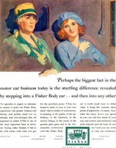 McClelland Barclay Body by Fisher Redhead Flapper Girl and Grandma 1929 Print Ad - Picture 1 of 1